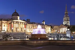 Museum Building Prints: Fountain in front of the National Gallery and Church of St Martin-in-the-Fields
