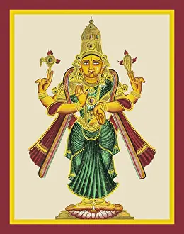 Album Prints: Four-armed Deity stands in samabhanga on a lotus