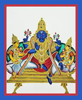 Album Prints: Four-armed Vishnu sits in lalitasana