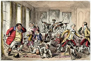 Traditional Clothing Gallery: Foxhounds invading a Victorian house