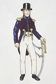 France, French Navy Lieutenant in Undress Uniform, side view