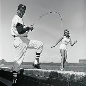 Frances Flajnik Being Hooked with Fishing Rod by Ted Williams