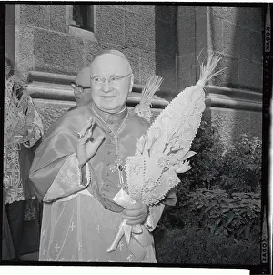 Francis Cardinal Spellman Holding a Woven Palm