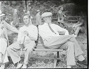 Brookline Prints: Francis Ouimet Resting on a Bench with Bobby Jones