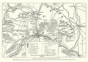 Central Europe Prints: Franco Prussian War Battle plan of Siege of Orleans
