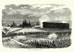 Franco Prussian War Locomotive artillery batteries in action