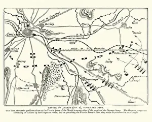 Franco Prints: Franco Prussian War plan of the Battle of Amiens