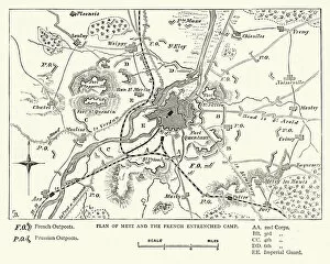Images Dated 27th October 2016: Franco Prussian War - Plan of Metz and French camp