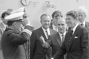 Francois Mitterrand Greeting President Reagan