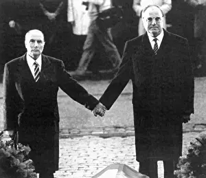 Bundestag Prints: Francois Mitterrand and Helmut Kohl Holding Hands