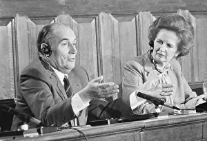 Francois Mitterrand and Margaret Thatcher at Press Conference