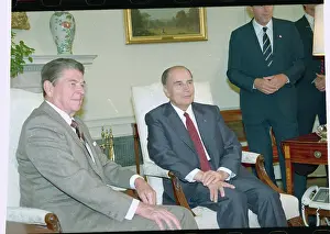 Francois Mitterrand and Ronald Reagan in Oval Office