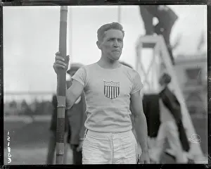 Antwerp Prints: Frank Ross Holding Pole at Olympic Games in Antwerp