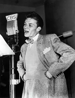 Broadcasting Studio Prints: Frank Sinatra at CBS Radio Microphone