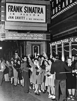 Marquee Prints: Frank Sinatra Fans Waiting Outside Theater