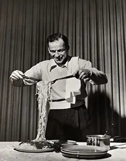 Spaghetti Prints: Frank Sinatra Making Spaghetti