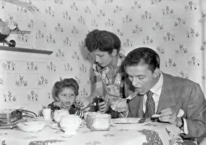Breakfast Prints: Frank Sinatra Wife & Daughter Eating