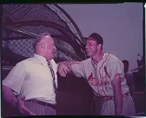 Frankie Frish Chatting with Stan Musial