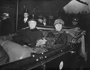 Democrat Prints: Franklin D. and Eleanor Roosevelt Riding in Open Car