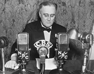 Franklin D. Roosevelt Giving Radio Address