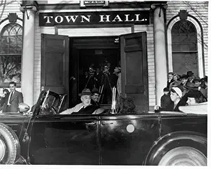 Town Hall Prints: Franklin D. Roosevelt Parked Outside Town Hall