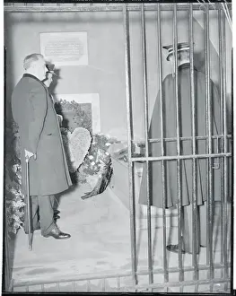 Franklin D. Roosevelt Placing Down a Wreath