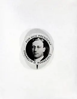 1920s Style Prints: Franklin D. Roosevelt Vice Presidential Campaign Button