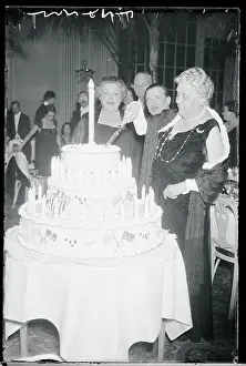 Franklin D. Roosevelt's Mother Cutting Cake at Reception