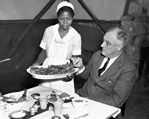 Franklin Delano Roosevelt Having Chicken