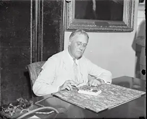 Franklin Delano Roosevelt Pressing Key