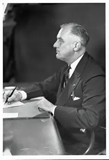 Franklin Delano Roosevelt Signing a Document