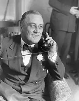 Governor Prints: Franklin Delano Roosevelt on Telephone