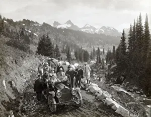 Sightseeing Prints: Franklin Lane with Group at Mt. Rainier