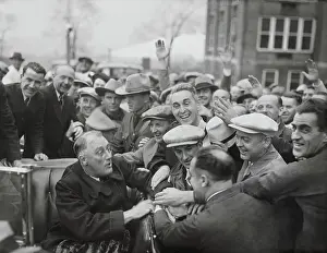 Franklin Roosevelt Greeting Hospital Inmates