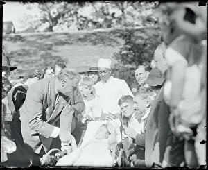 Warm Springs Prints: Franklin Roosevelt Shaking Hands with Young Girl