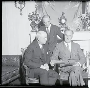 Franklin Roosevelt Sharing Telegrams with Others