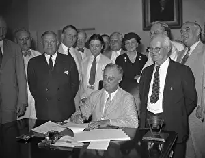 Robert F Prints: Franklin Roosevelt Signing Bill