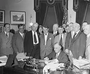 George W Prints: Franklin Roosevelt Signing Bill