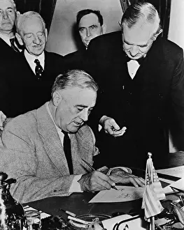 Franklin Roosevelt Signing Declaration of War
