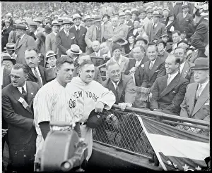 Joseph V Prints: Franklin Roosevelt with Son and Baseball Notables