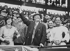 Joseph V Prints: Franklin Roosevelt Throwing First Ball