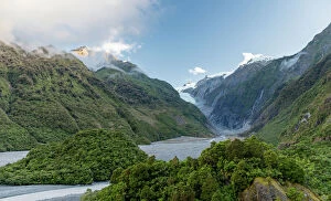 South Island New Zealand Gallery: Franz Josef Glacier - Panorama View at Sunset