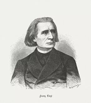 Franz Liszt (1811-1886) Gallery: Franz Liszt (1811-1886), Hungarian composer, wood engraving, published in 1887