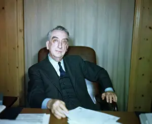 Fred M Prints: Fred Vinson Sitting at Desk