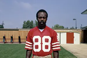 Prints of American football player Freddie Solomon (1953 - 2012), a wide receiver with the San Francisco 49ers, circa 1981. (Photo by UPI/Bettmann Archive/Getty Images) Gridiron Glory: Freddie Solomon