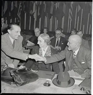 Du Bois Prints: Frederic Joliot-Curie and W.E.B. DuBois Shaking Hands