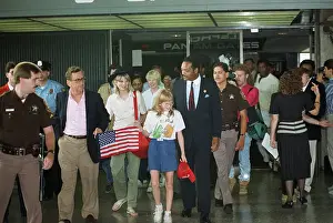 Freed Hostages Along with Activist Jesse Jackson Arriving at Airport