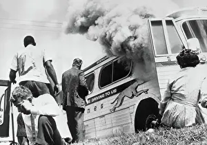 Core Prints: Freedom Riders Near Burning Bus