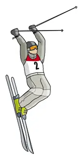 Winter Sport Prints: Freestyle skier in mid air, arms raised