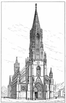 Catedral Prints: Freiburg Cathedral, Freiburger Muenster or Muenster Unserer Lieben Frau